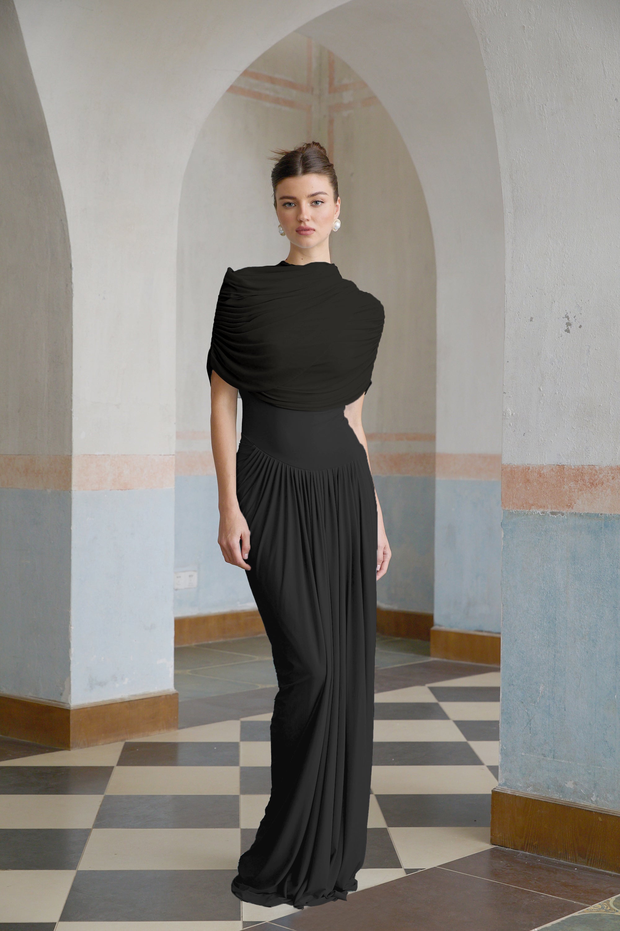 Vestido largo plisado