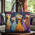 Bolso artesanal con cinco gallinas de colores