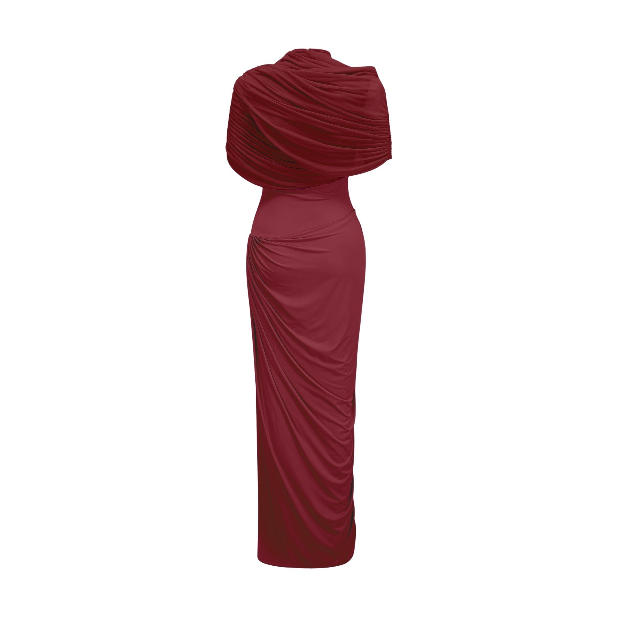 Vestido largo plisado asimétrico Catherine en rojo