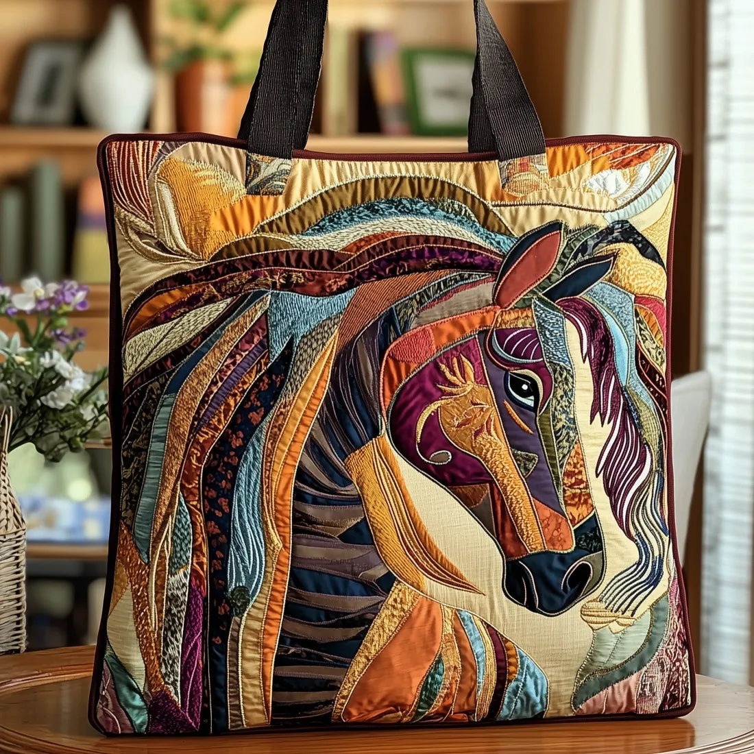 Bolso artesanal con mosaico y caballo