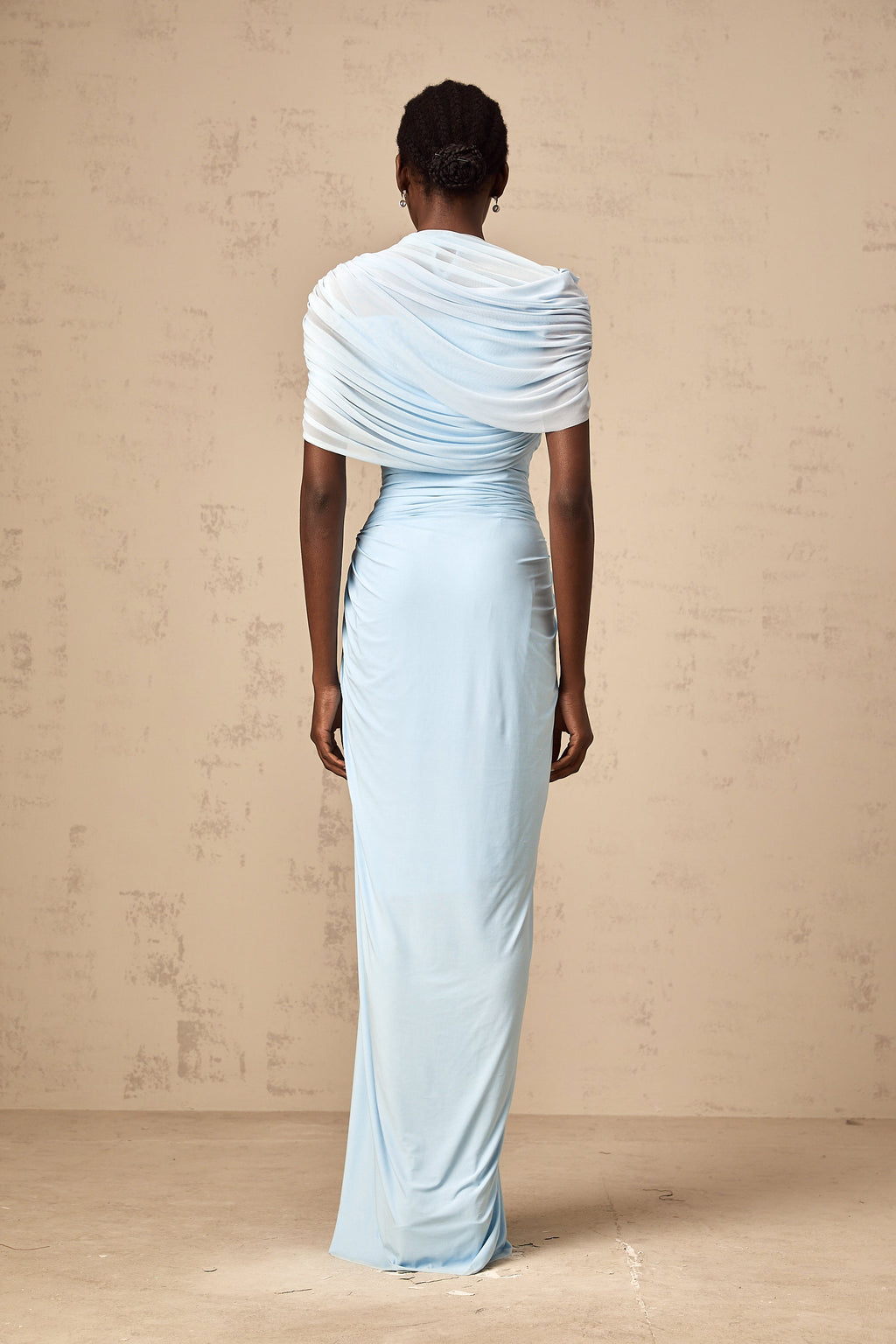 Vestido largo plisado azul