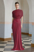 Vestido largo plisado asimétrico Catherine en rojo