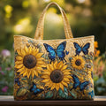 Bolso artesanal «Girasoles y mariposas azules»