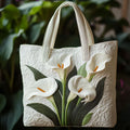 Bolso™ acolchado artesanal con lirio blanco