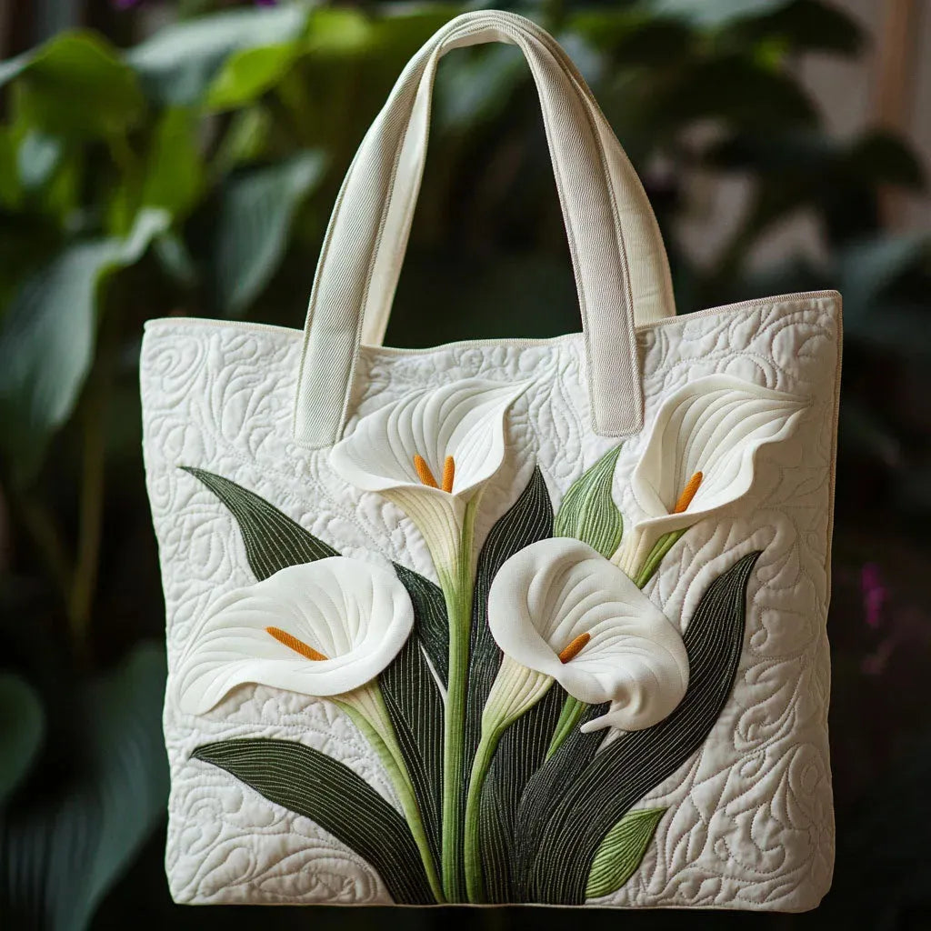 Bolso™ acolchado artesanal con lirio blanco