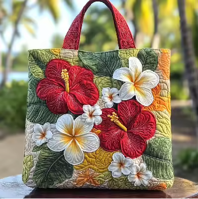 Bolso acolchado hecho a mano con motivos florales