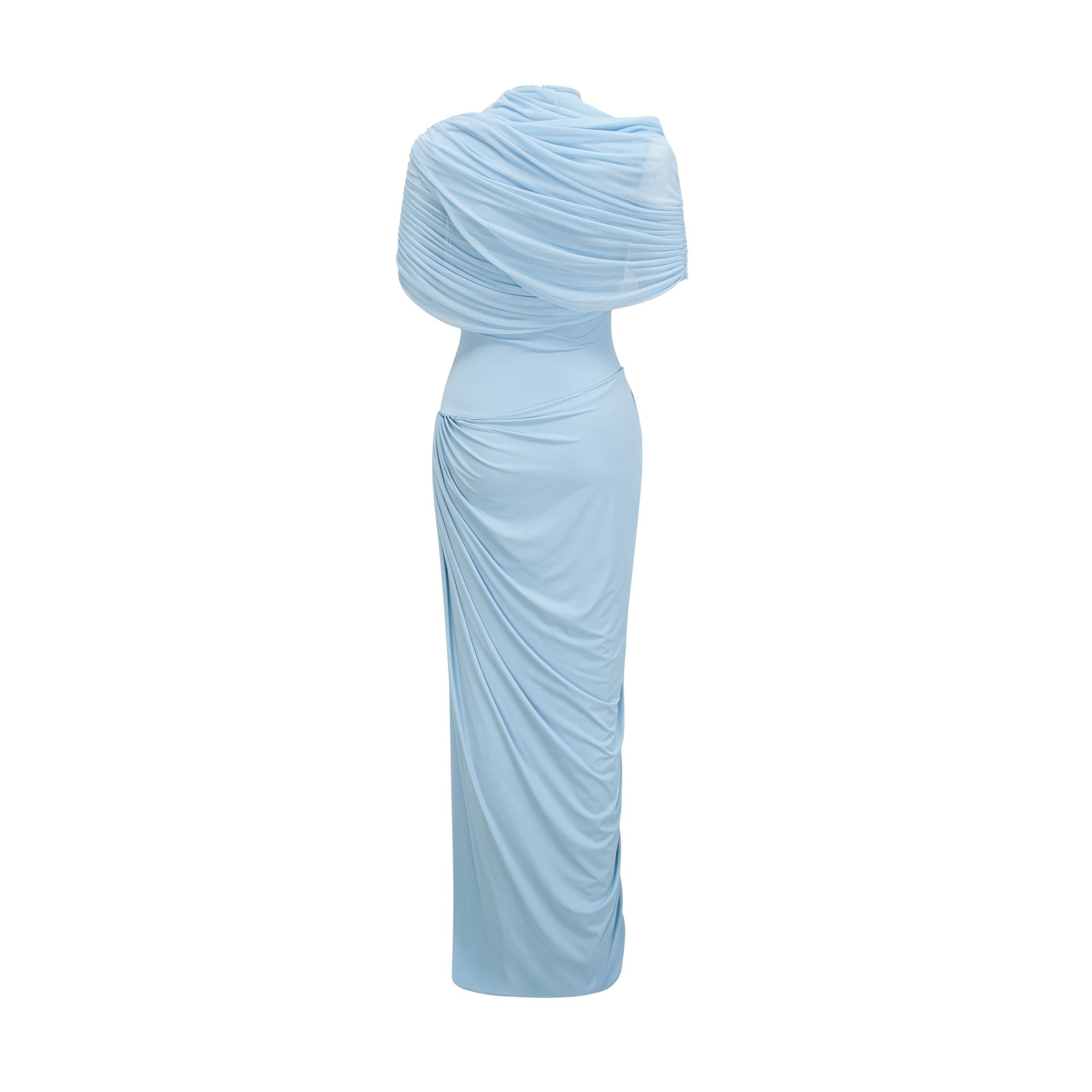 Vestido largo plisado azul