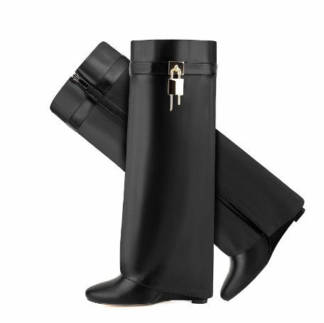 Botas de mujer con cuña y punta redonda