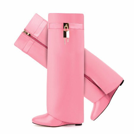 Botas de mujer con cuña y punta redonda
