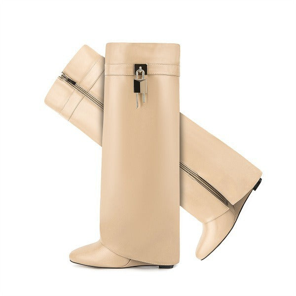 Botas de mujer con cuña y punta redonda