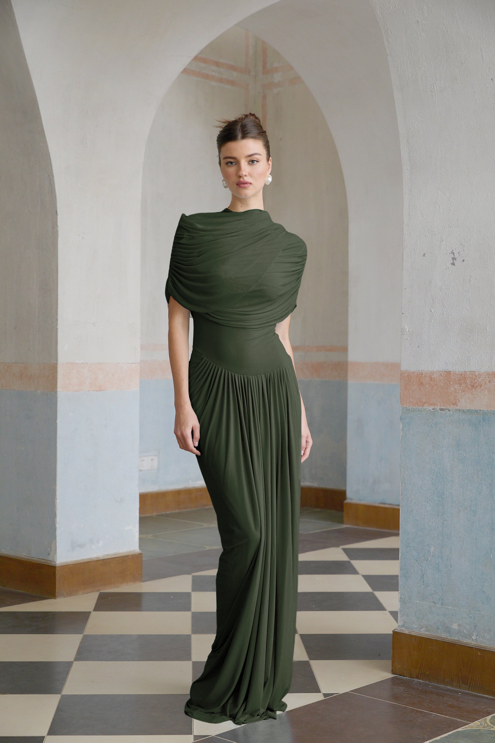 Vestido largo plisado