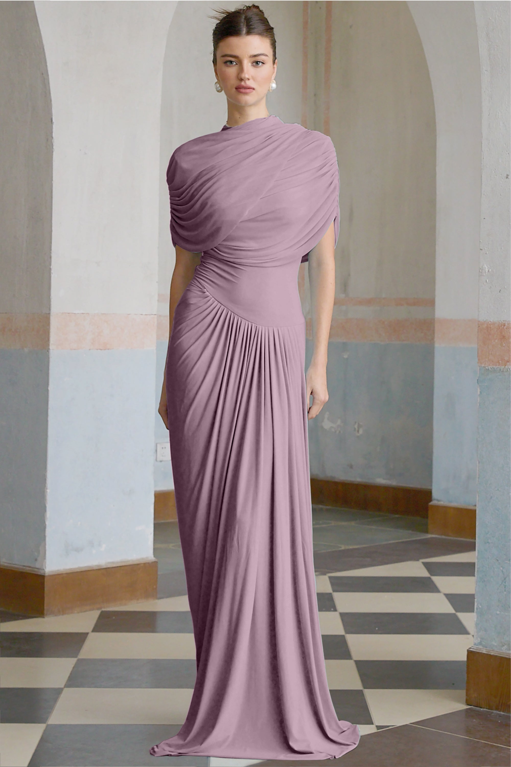 Vestido largo plisado  morado