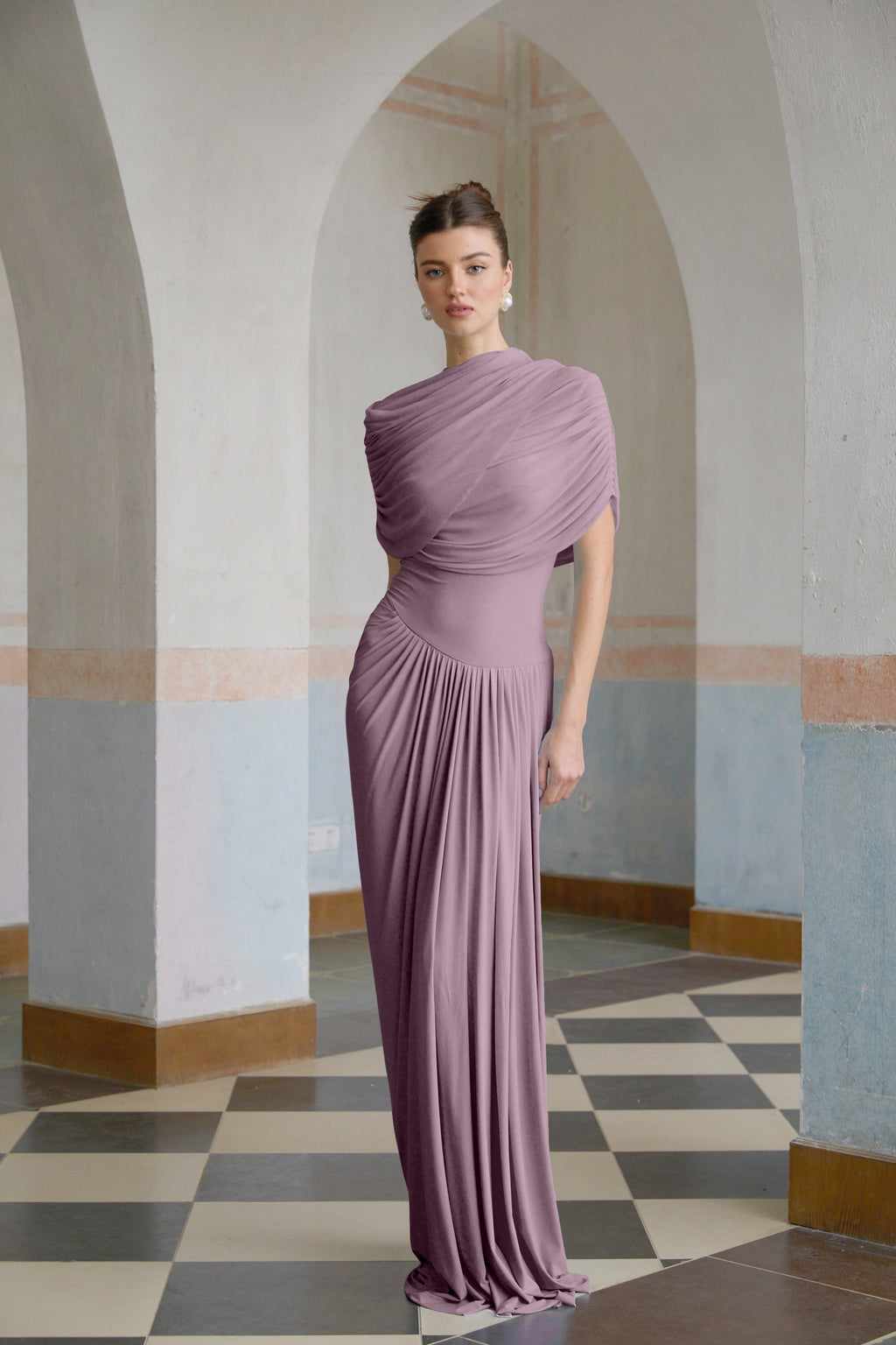 Vestido largo plisado  morado
