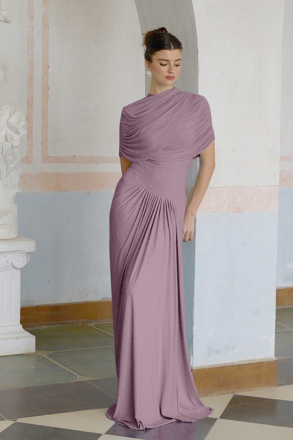 Vestido largo plisado  morado